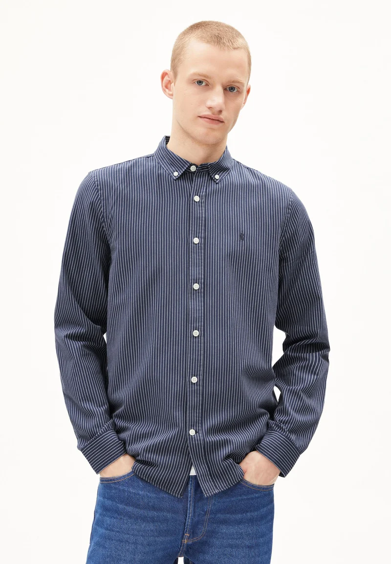 QUAASA STRIPES LANGARMHEMD | night sky-white