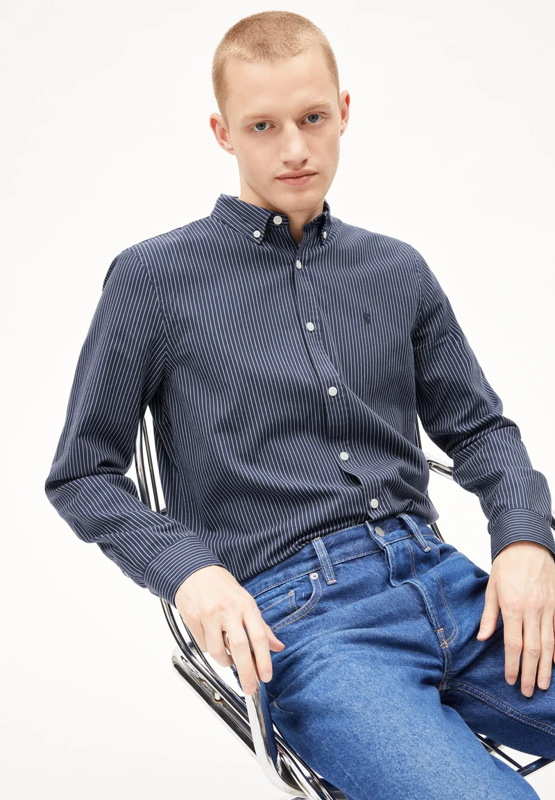 QUAASA STRIPES LANGARMHEMD | night sky-white
