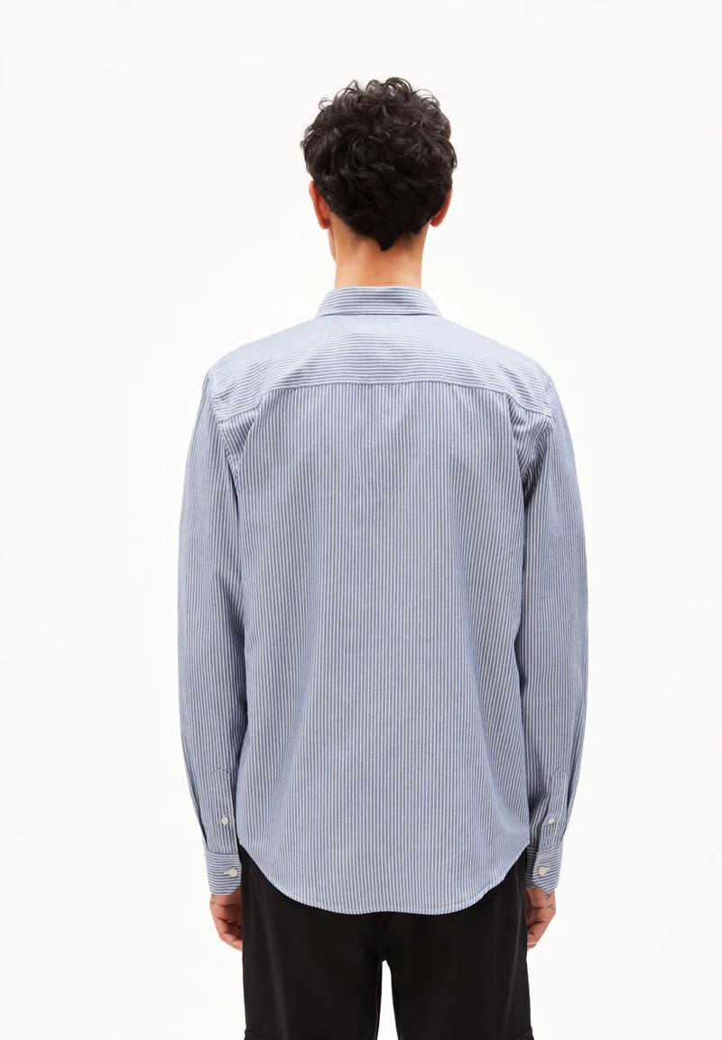 QUAASA STRIPES LANGARMHEMD | white-faded indigo