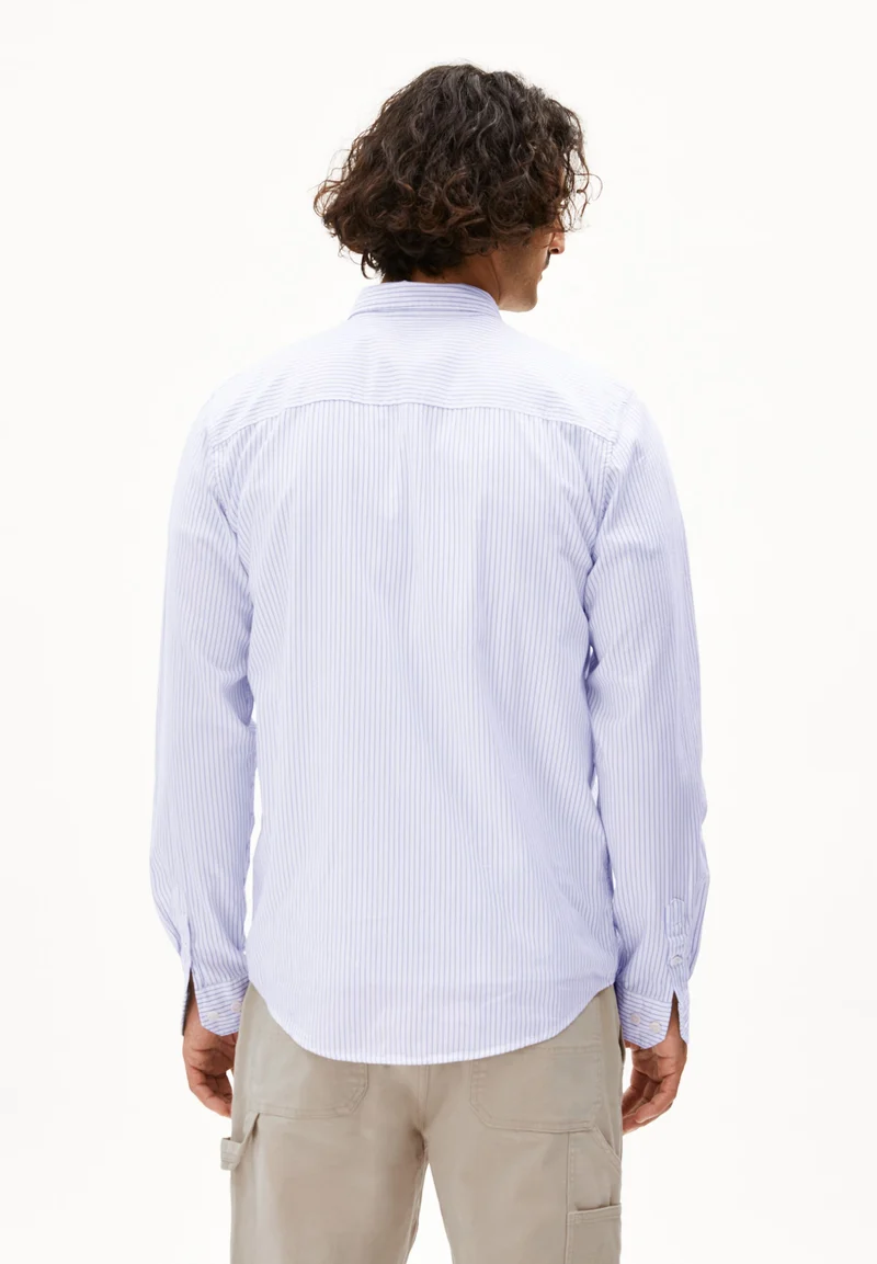 QUAASA STRIPES LANGARMHEMD | white-lapis blue