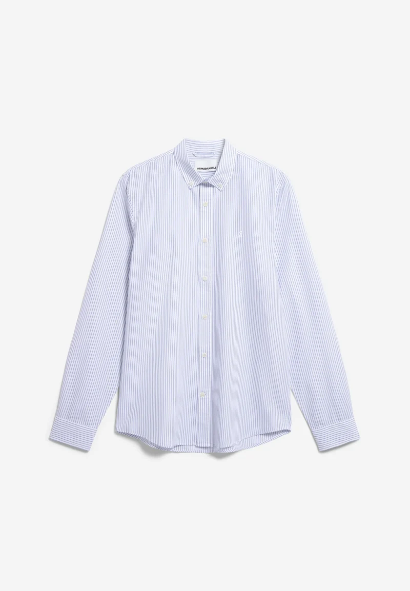 QUAASA STRIPES LANGARMHEMD | white-lapis blue