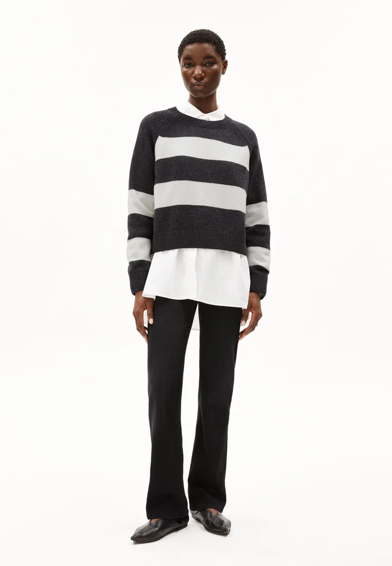 DILIRIAA STRIPES | steel melange-oatmilk