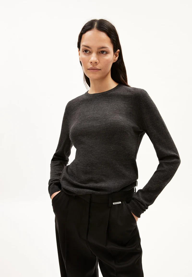 ELDIAA MERINO STRICKPULLOVER | steel melange