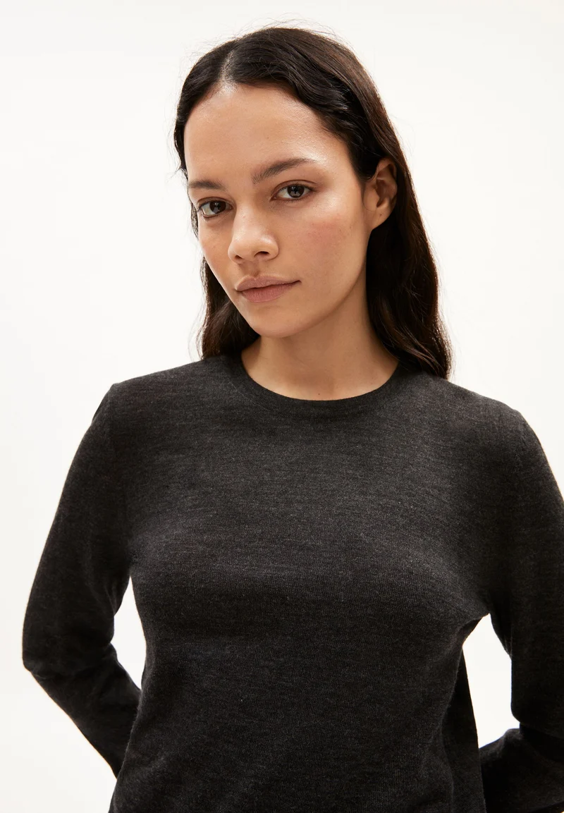 ELDIAA MERINO STRICKPULLOVER | steel melange