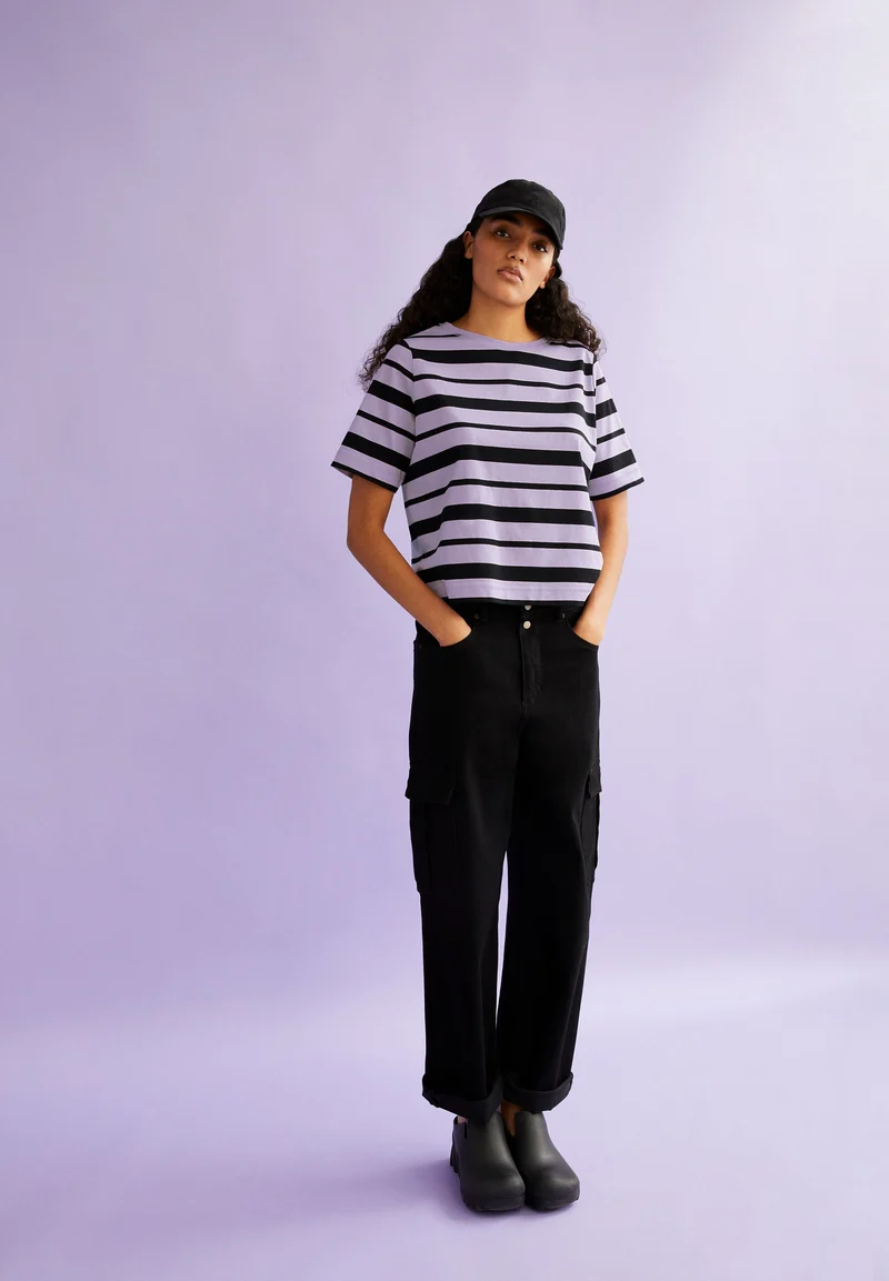 FINIAA BLOCK STRIPES | lavender light-black