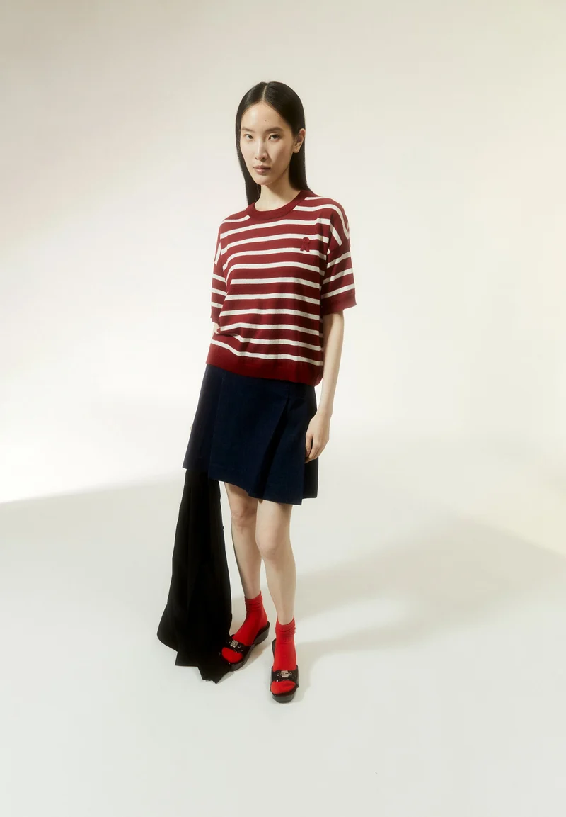 LILLAAS STRIPES | dark crimson-off white