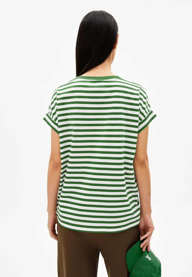 IDAARA GESTREIFTES T-SHIRT | white-ivy green