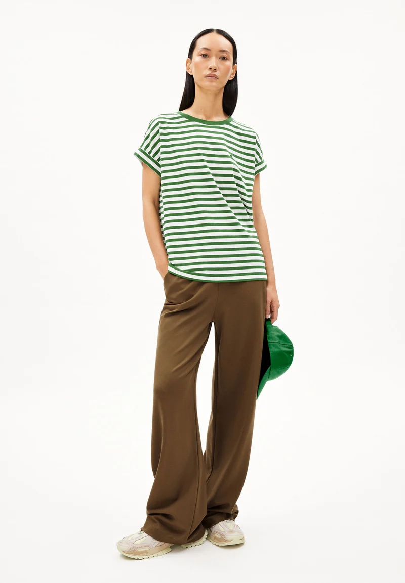 IDAARA GESTREIFTES T-SHIRT | white-ivy green