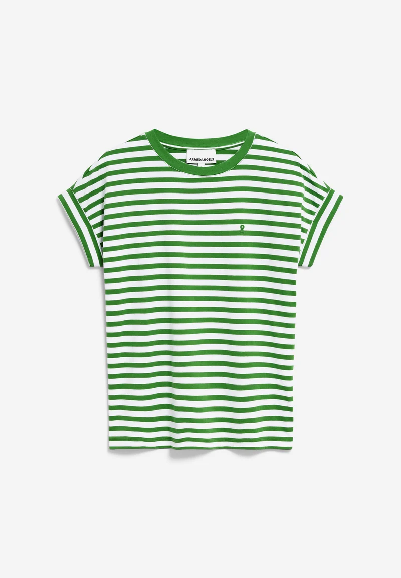 IDAARA GESTREIFTES T-SHIRT | white-ivy green