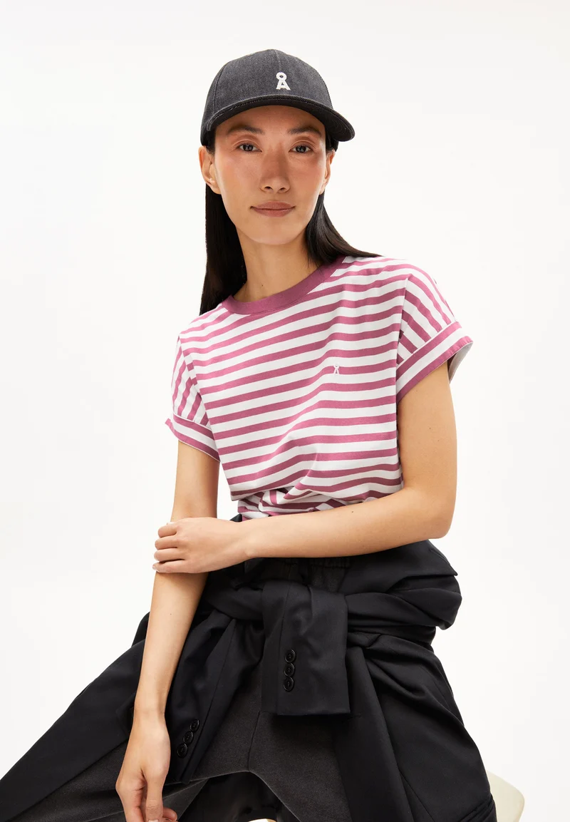 IDAARA GESTREIFTES T-SHIRT | white-crushed berry