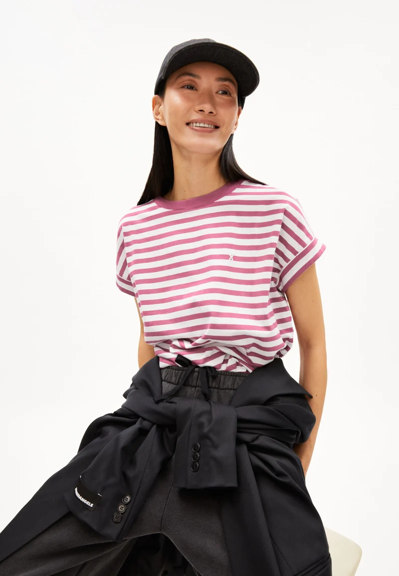 IDAARA GESTREIFTES T-SHIRT | white-crushed berry