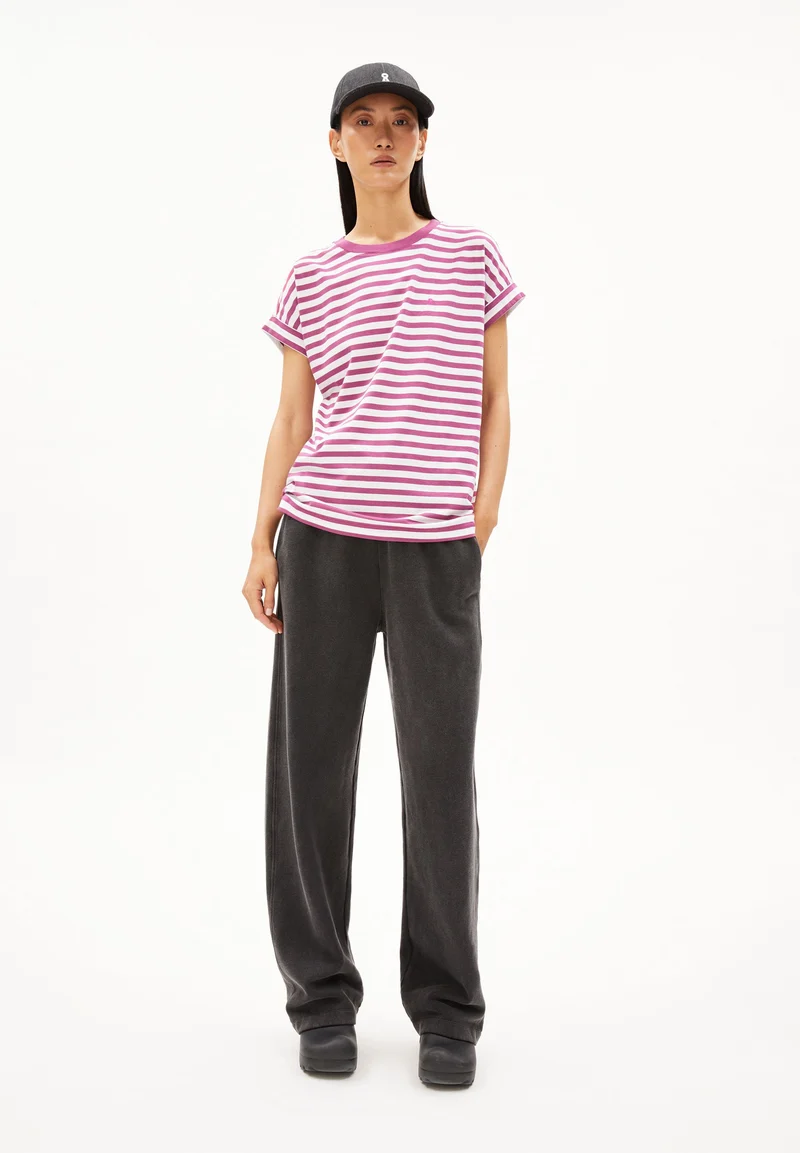 IDAARA GESTREIFTES T-SHIRT | white-crushed berry