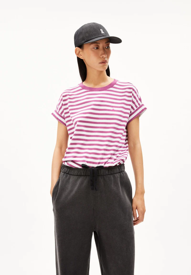 IDAARA GESTREIFTES T-SHIRT | white-crushed berry