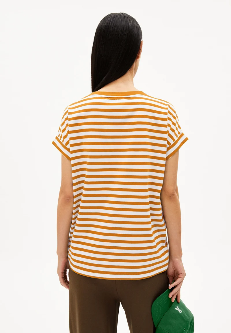 IDAARA GESTREIFTES T-SHIRT | white-light tangerine