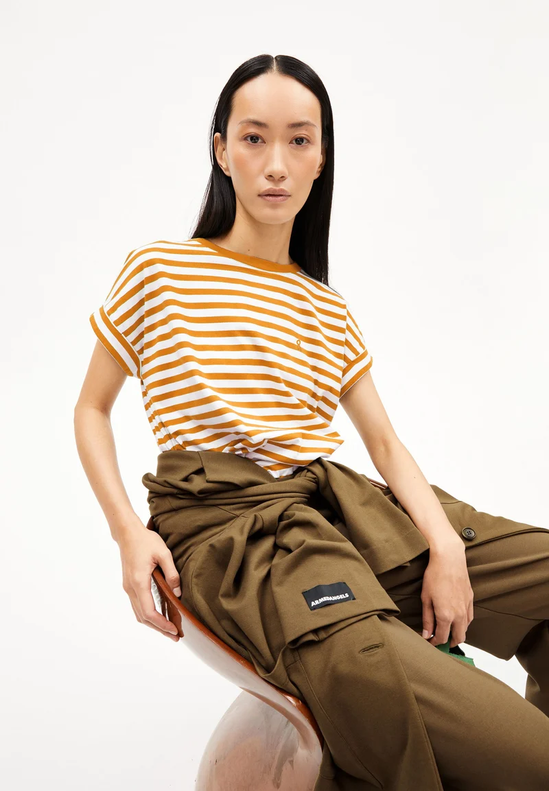 IDAARA GESTREIFTES T-SHIRT | white-light tangerine