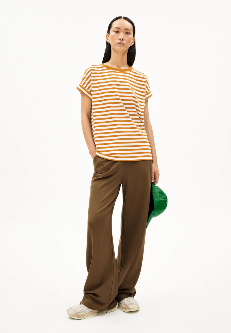 IDAARA GESTREIFTES T-SHIRT | white-light tangerine