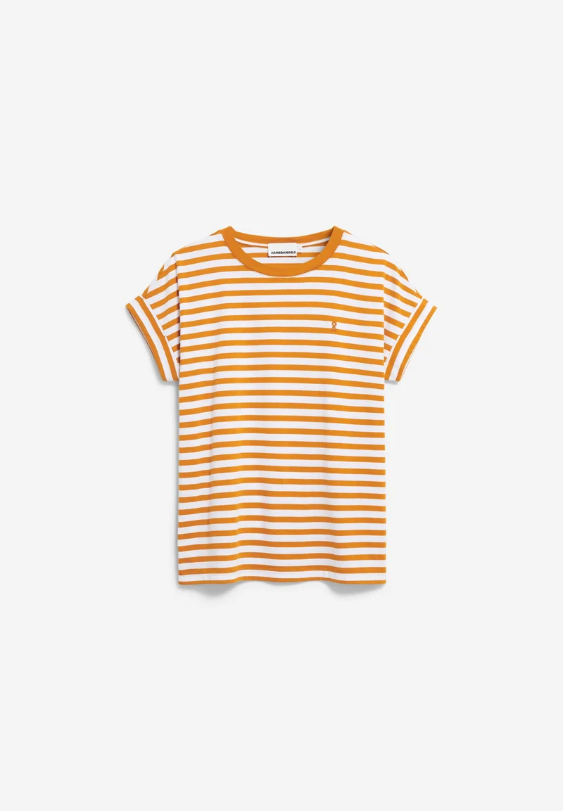 IDAARA GESTREIFTES T-SHIRT | white-light tangerine