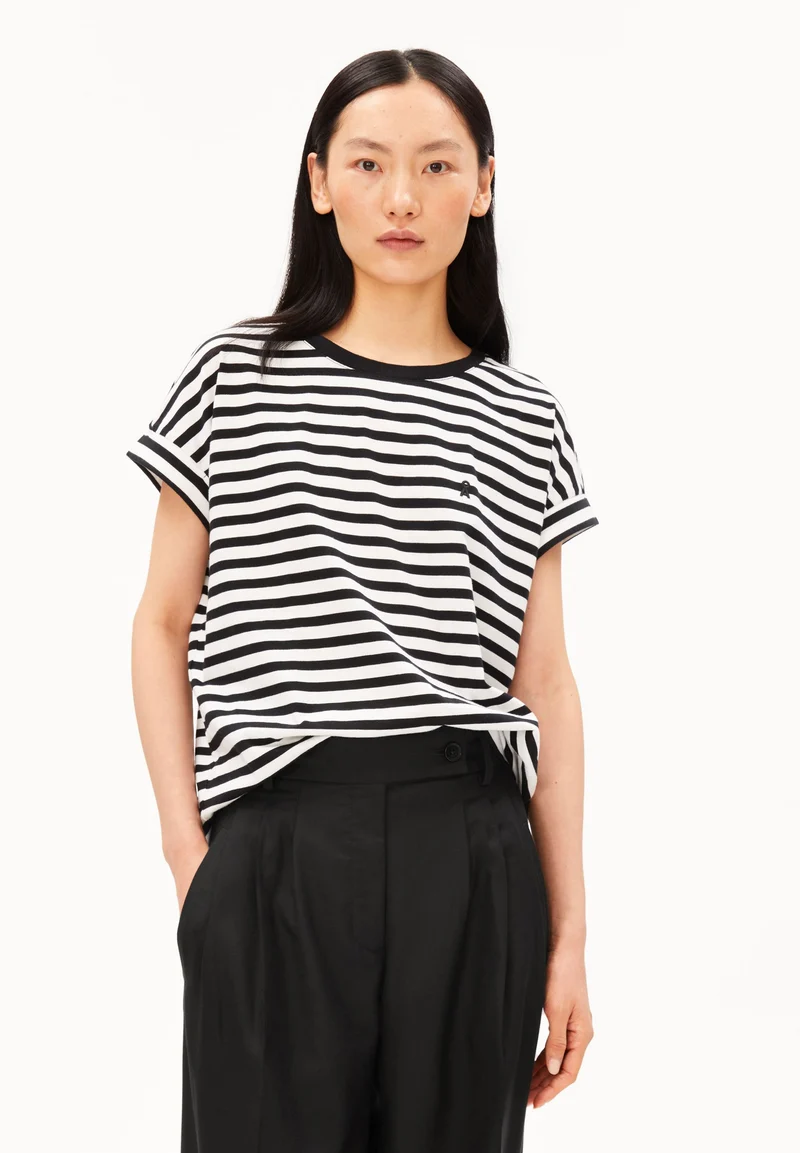 IDAARA GESTREIFTES T-SHIRT | white-black