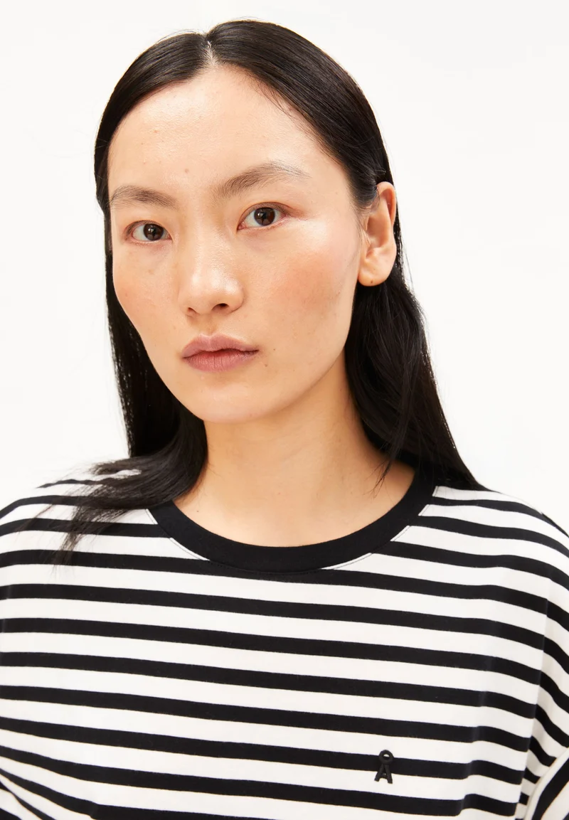 IDAARA GESTREIFTES T-SHIRT | white-black