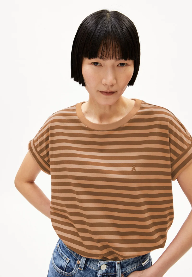 IDAARA GESTREIFTES T-SHIRT | pale umber-toasty tan