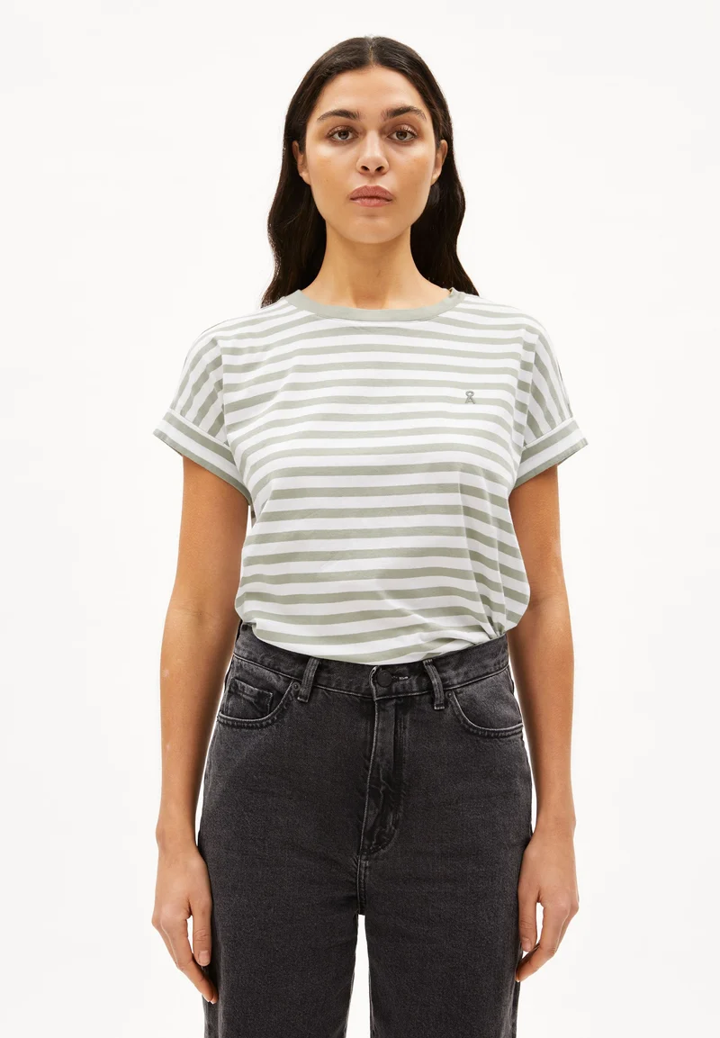 IDAARA GESTREIFTES T-SHIRT | white-seagreen
