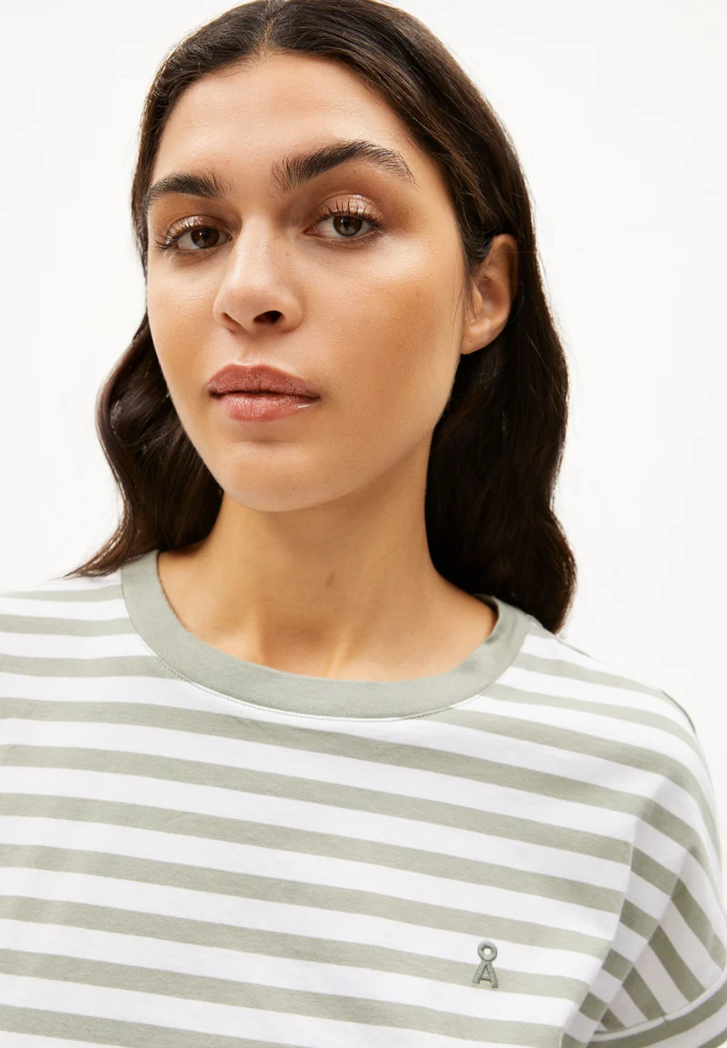IDAARA GESTREIFTES T-SHIRT | white-seagreen