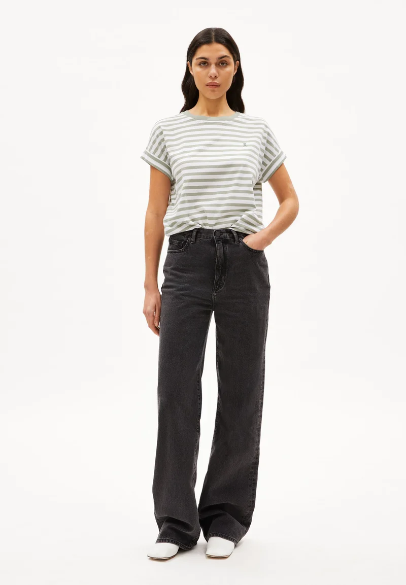 IDAARA GESTREIFTES T-SHIRT | white-seagreen