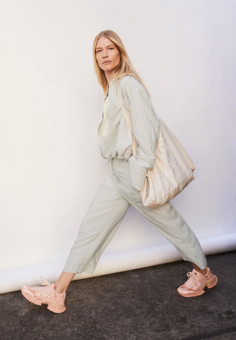 CAARUNUS LINO STRIPES | oatmilk-light matcha