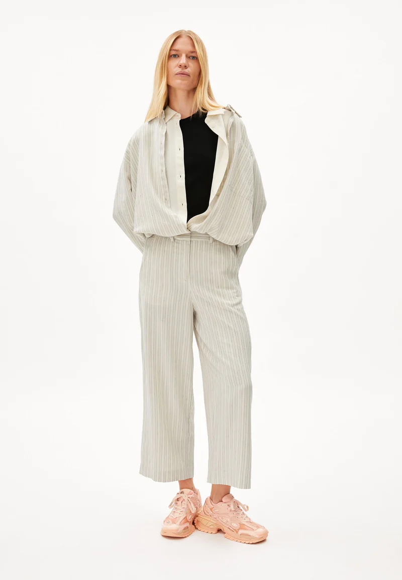 CAARUNUS LINO STRIPES | oatmilk-light matcha
