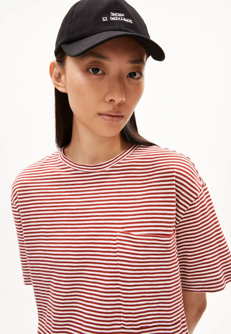 CHAARA LOVELY STRIPES | dark crimson-oatmilk