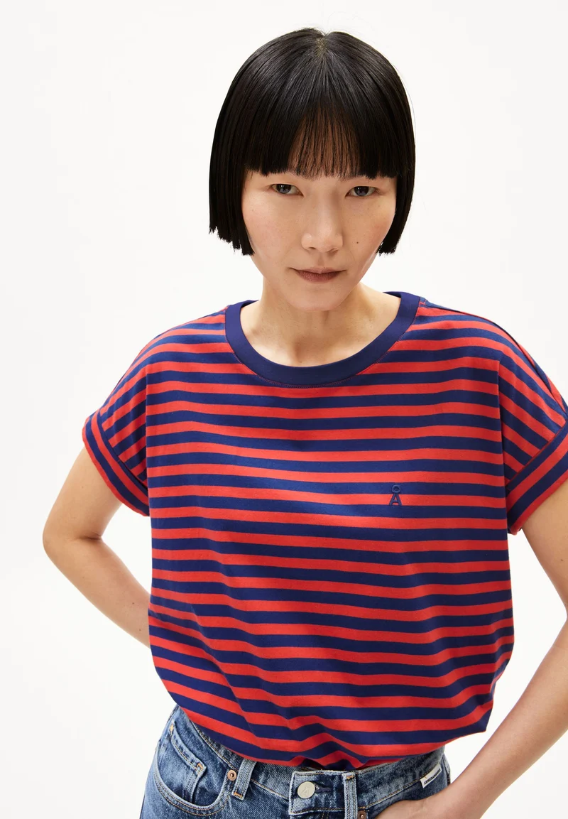 IDAARA GESTREIFTES T-SHIRT | blue noon-coral blush