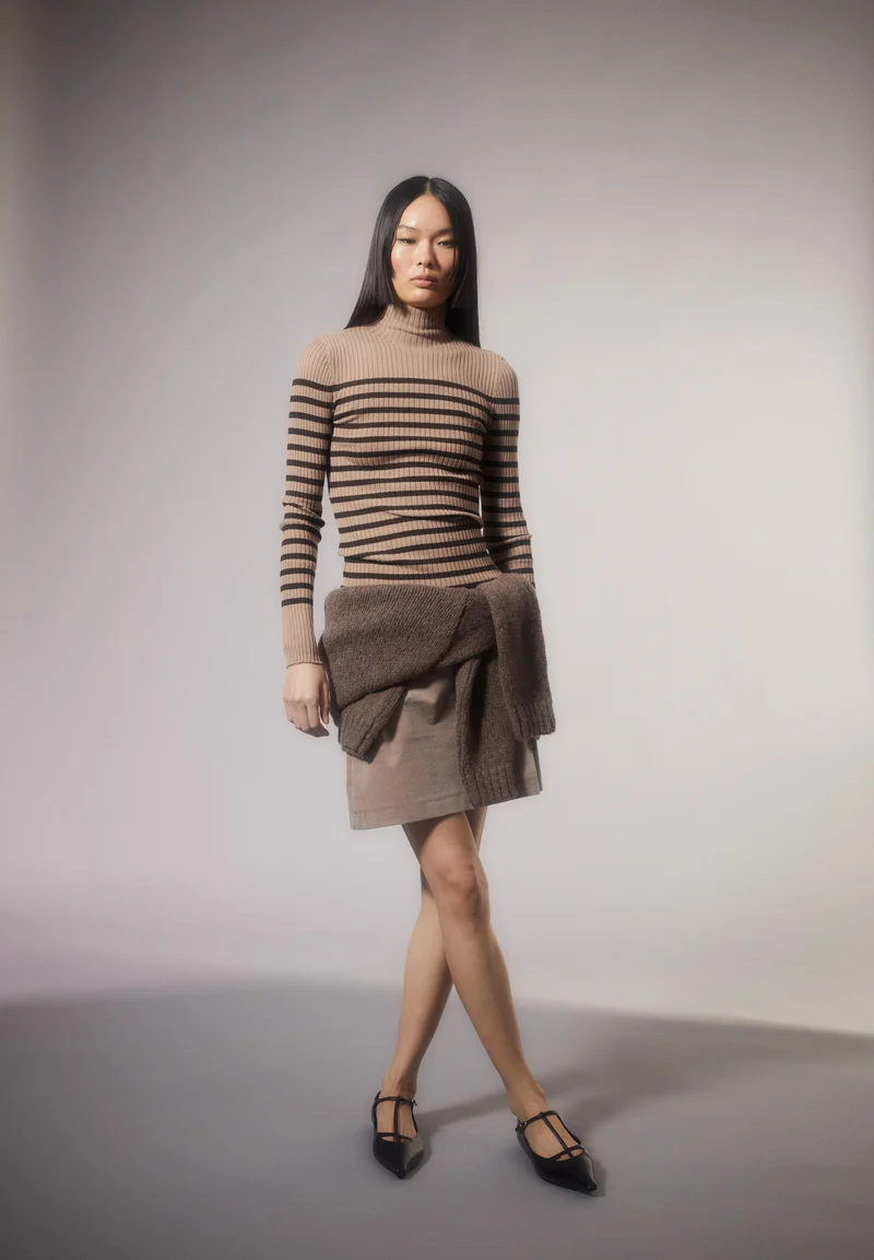 ALAANIA PLACED STRIPES | cinnamon dust-coffee