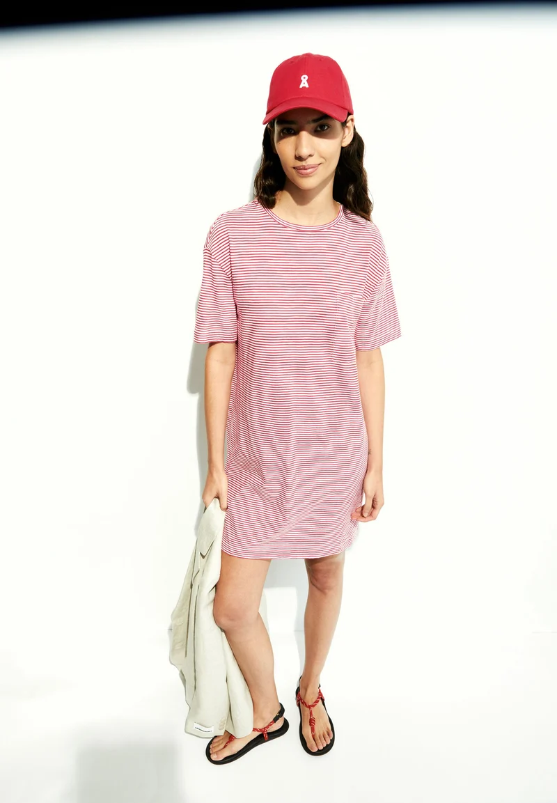 CHAARA LOVELY STRIPES | oatmilk-coral blush