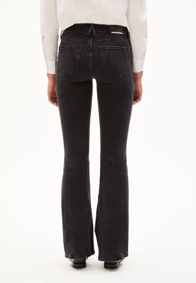 ANAMAA MID WAIST FLARED JEANS | washed down black