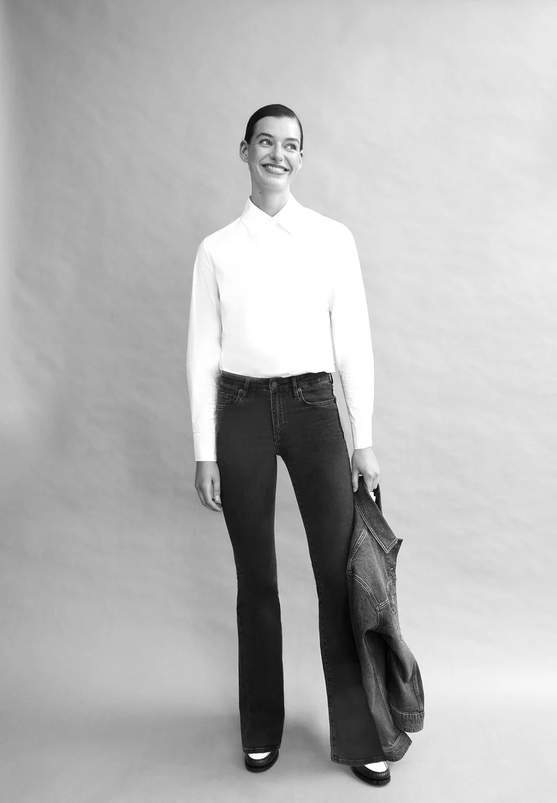 ANAMAA MID WAIST FLARED JEANS | washed down black