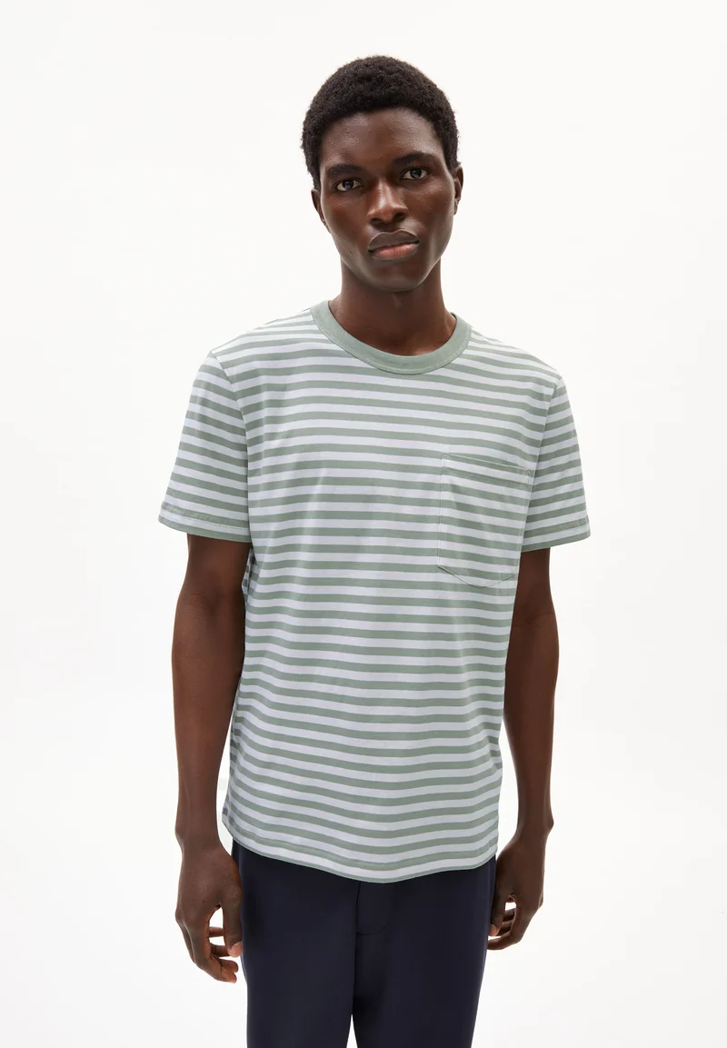 MAARKOS POCKET STRIPES | seagreen-broken white