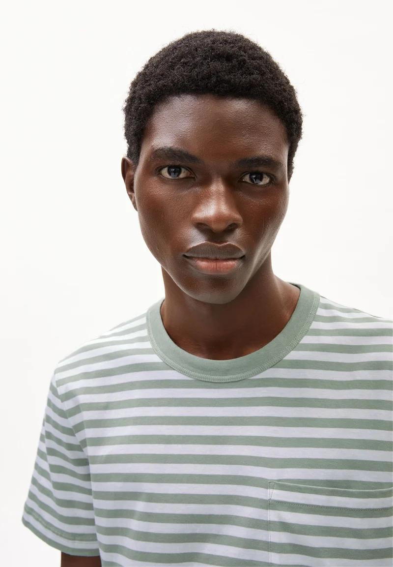 MAARKOS POCKET STRIPES | seagreen-broken white