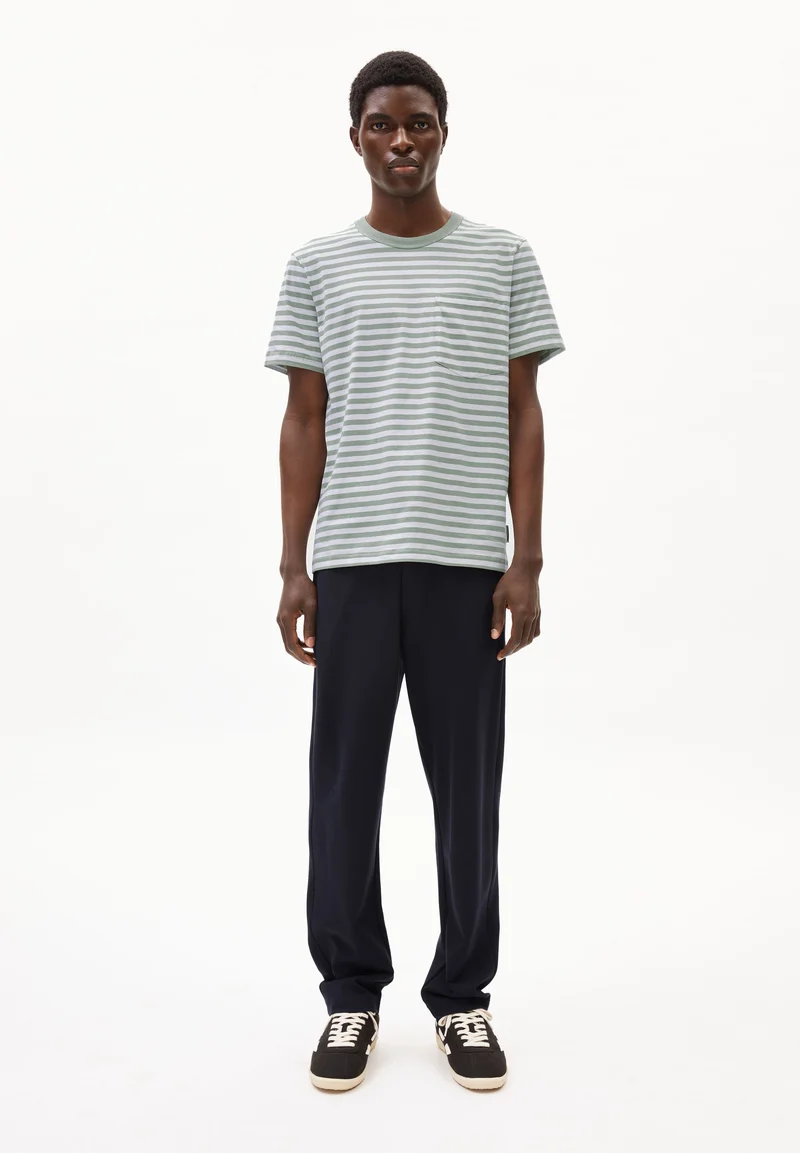 MAARKOS POCKET STRIPES | seagreen-broken white