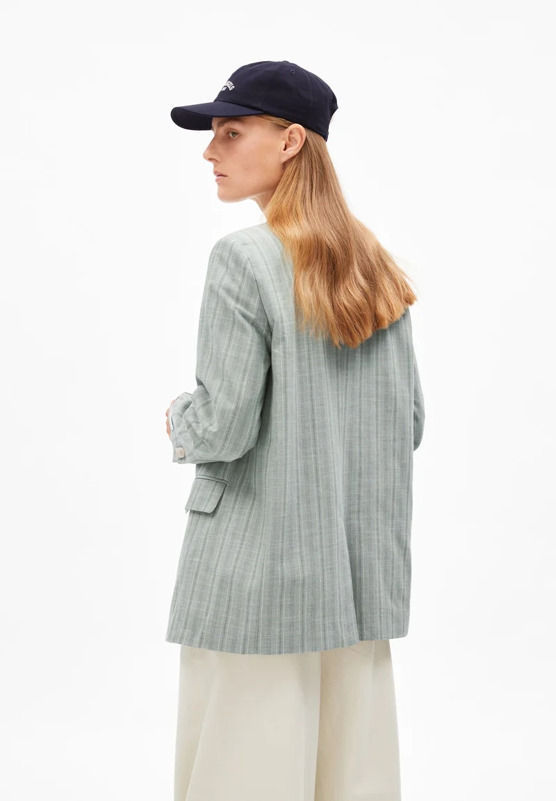 GESTREIFTER MIKULAA BLAZER | seagreen-light oatmilk