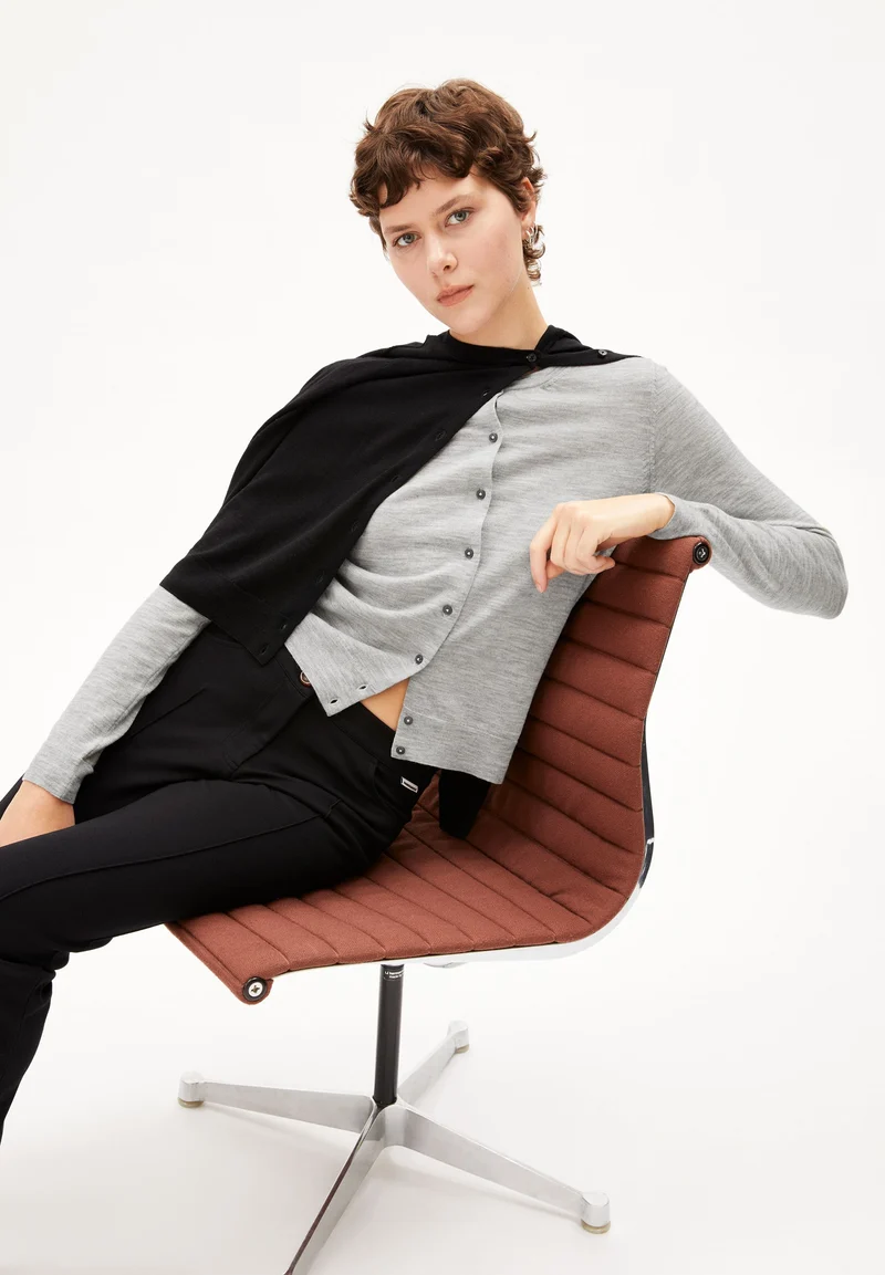 OPHALIAA MERINO STRICKJACKE | light grey melange