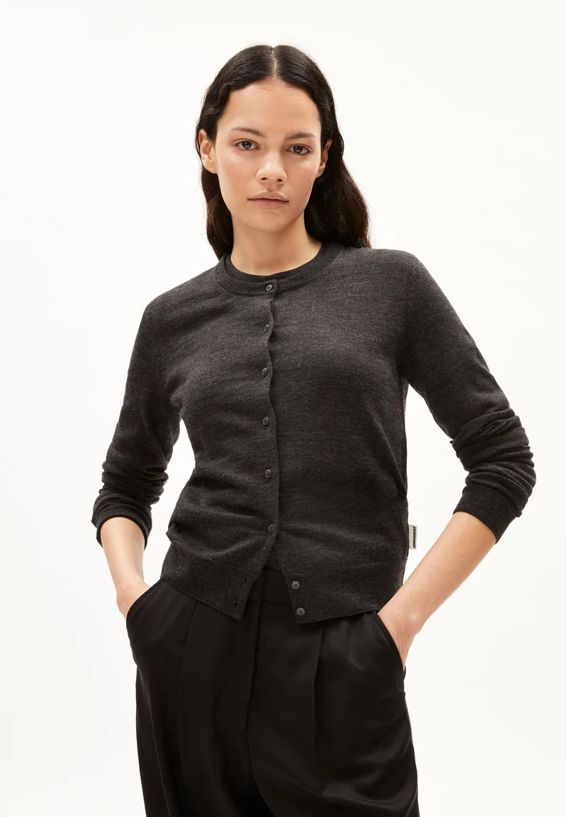 OPHALIAA MERINO STRICKJACKE | steel melange