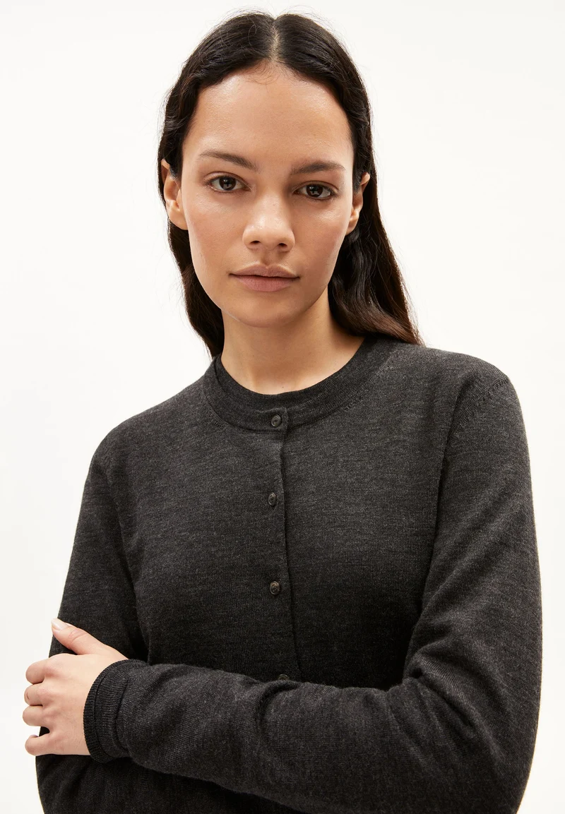 OPHALIAA MERINO STRICKJACKE | steel melange