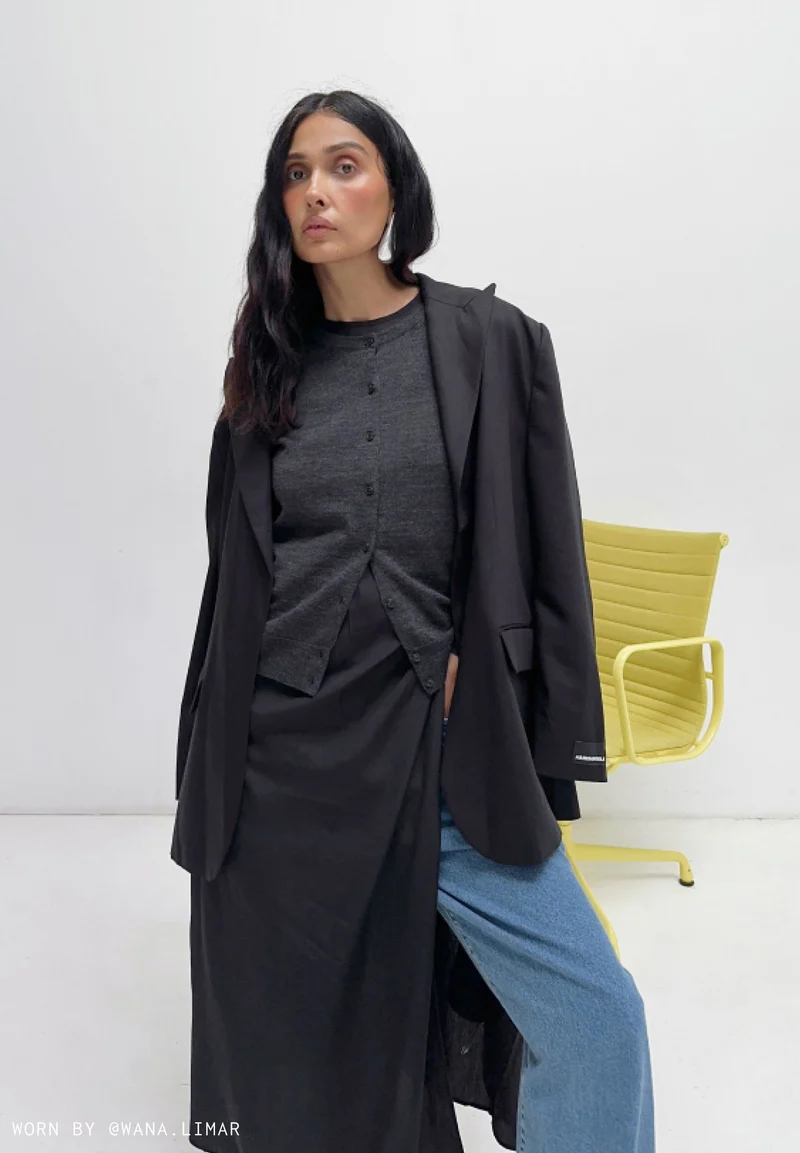 OPHALIAA MERINO STRICKJACKE | steel melange