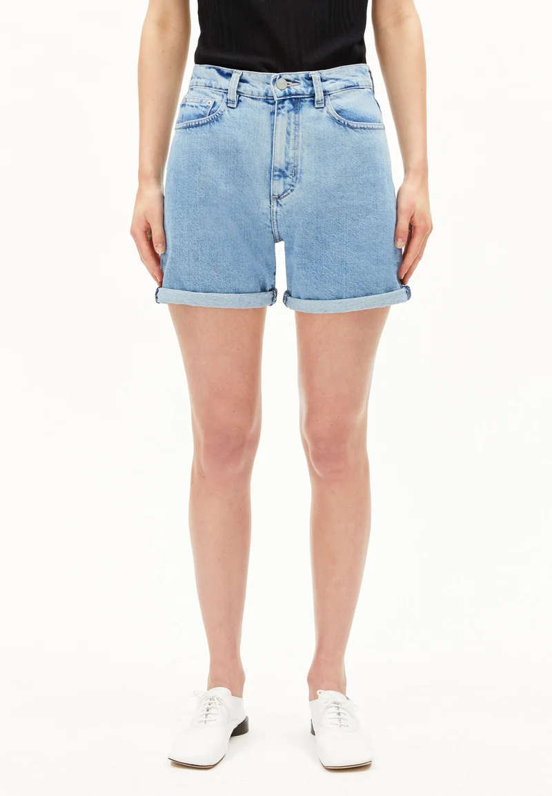 SHEAARI HIGH WAIST JEANS-SHORTS | fresh blue