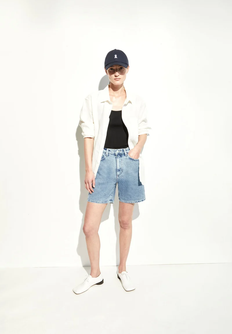 SHEAARI HIGH WAIST JEANS-SHORTS | fresh blue