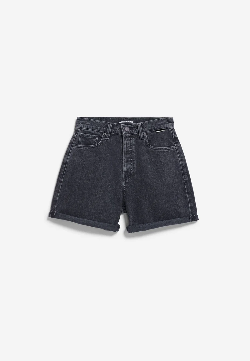 SHEAARI HIGH WAIST JEANS-SHORTS | ebony black