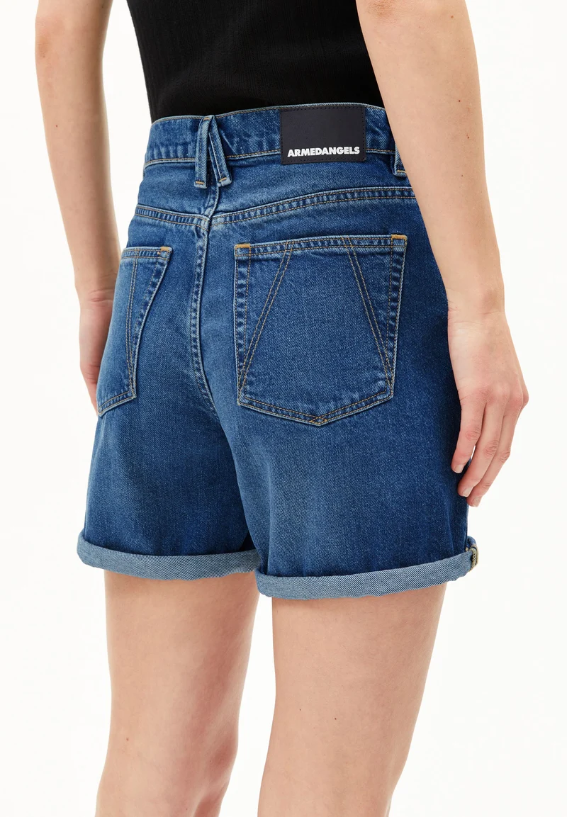 SHEAARI HIGH WAIST JEANS-SHORTS | wavy blue