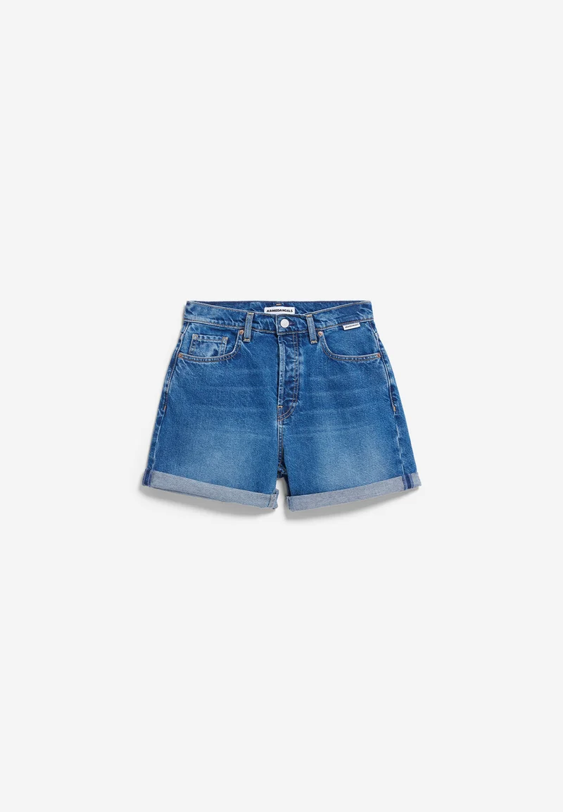 SHEAARI HIGH WAIST JEANS-SHORTS | wavy blue