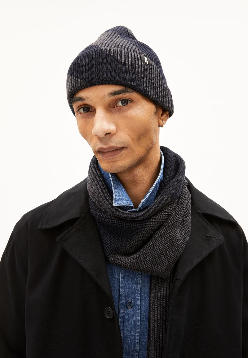 NILDAAO WOOL STRIPES | night sky melange-steel melange