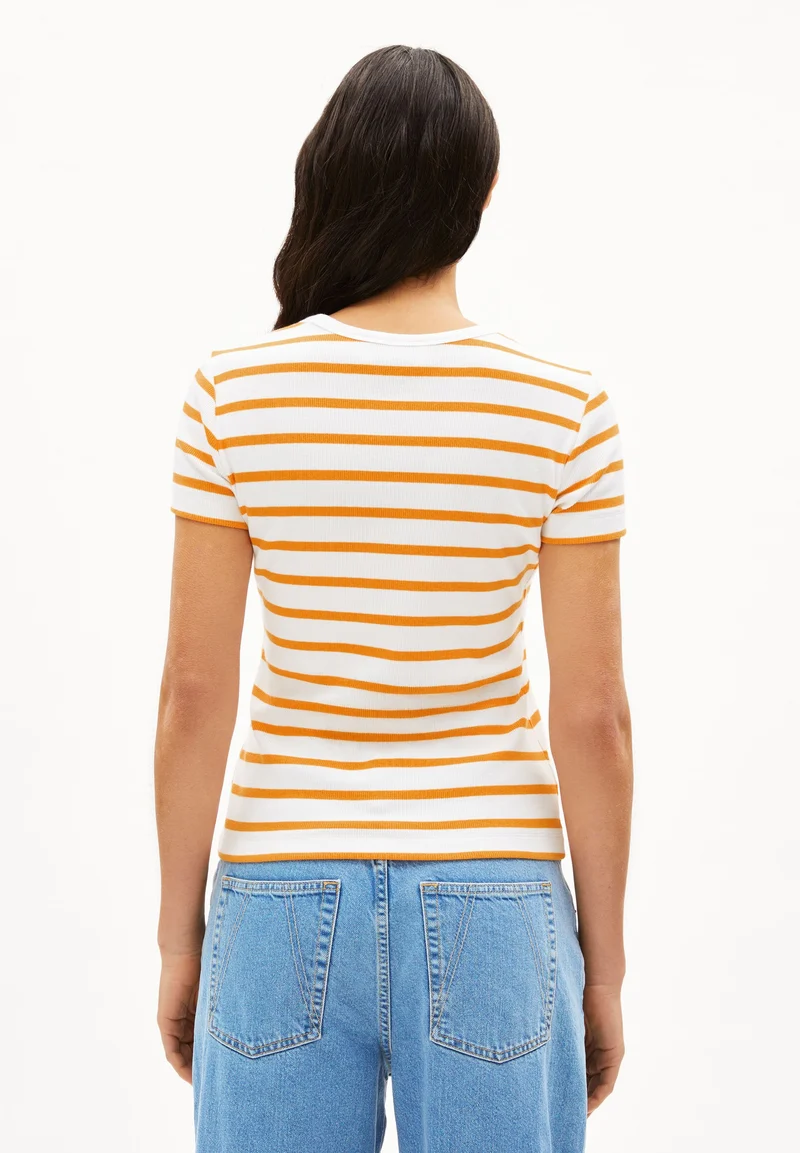 KARDAA GESTREIFTES RIPP-T-SHIRT | white-light tangerine